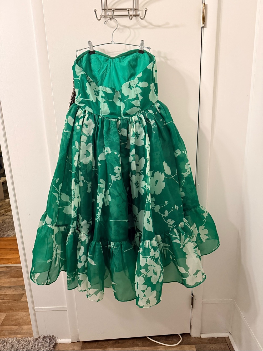 Selkie Green Floral Strapless Midi Dress - Picture 2 of 6